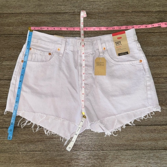 LEVI'S 501 HIGH RISE ORIGINAL DENIM JEAN SHORTS Washed Lilac - Picture 8 of 11